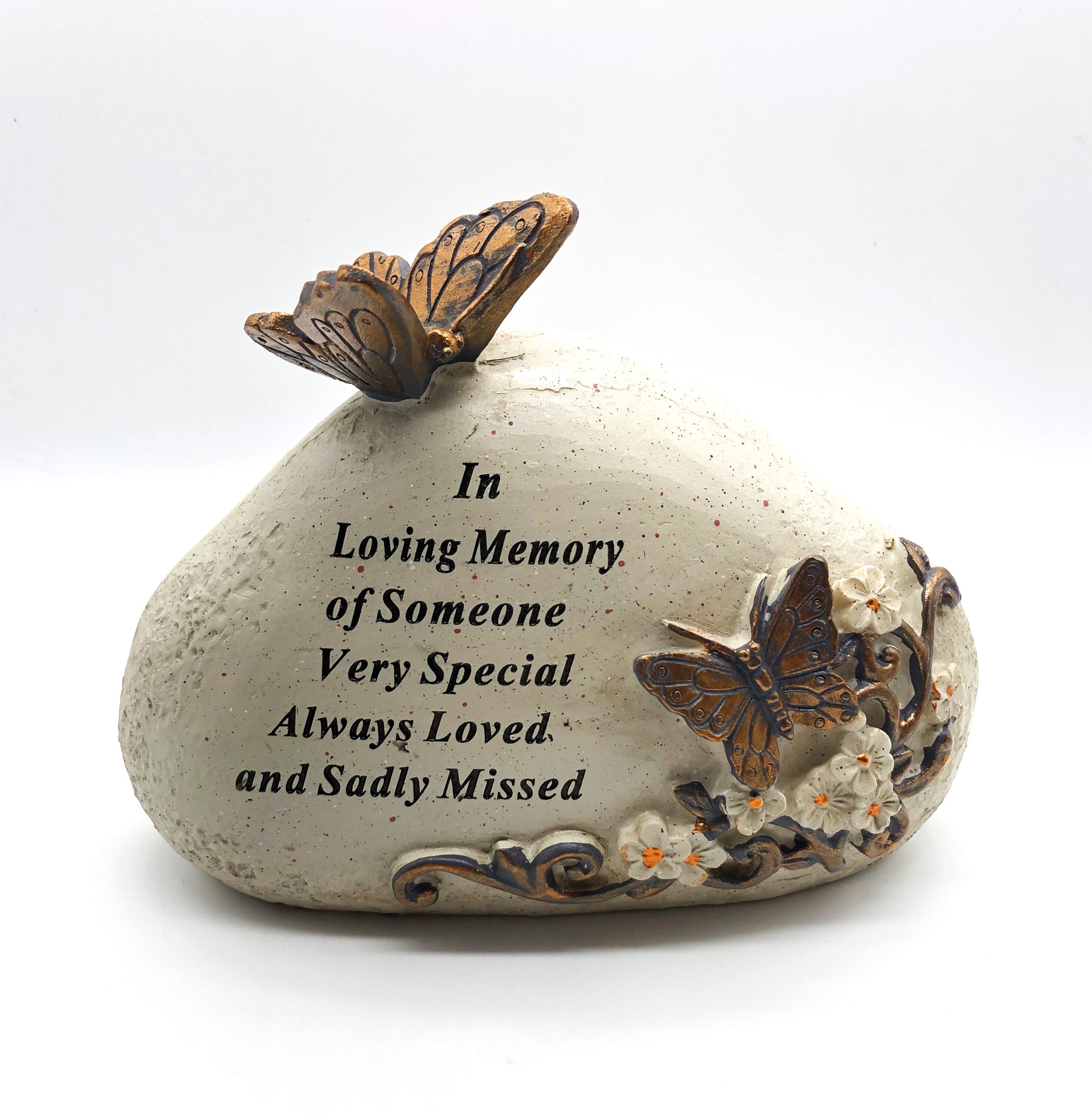 Diamante Butterfly Memorial Stone Effect Tribute & Heart Mum Nan Grave Ornament 